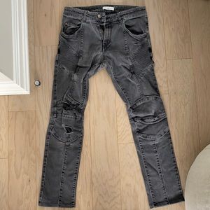 Men-distressed multi-ribbed tapered Balmain jeans